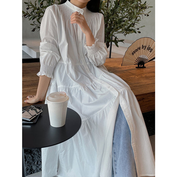 Vestido Casual Plisado Cuello Redondo para Mujer