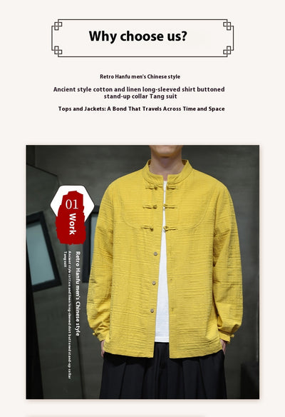 Camisa Retro Tang Chino - Algodón y Lino con Cierre Tradicional para Hombre - Image 24