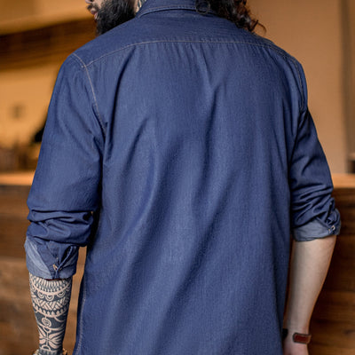 Camisa Vaquera de Trabajo Retro Americana con Bolsillo - Image 10