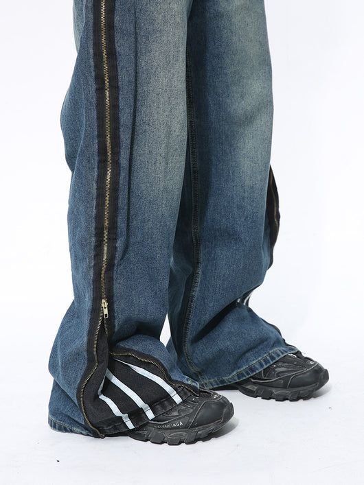 Pantalones Vaqueros Patchwork Retro Estilo Americano con Cierre de Diseño - Image 11