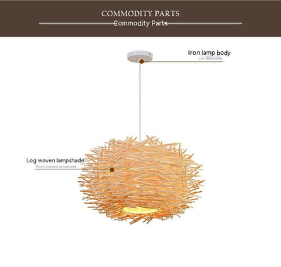Lámpara Colgante Artesanal de Bambú Tejido - Jaula Pájaros Estilo Rústico Asiático - Image 7