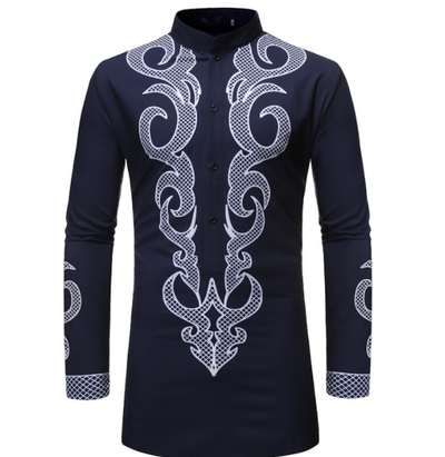 Camisa Dashiki Africana Estampada para Hombre - Estilo Hip Hop Casual - Image 3