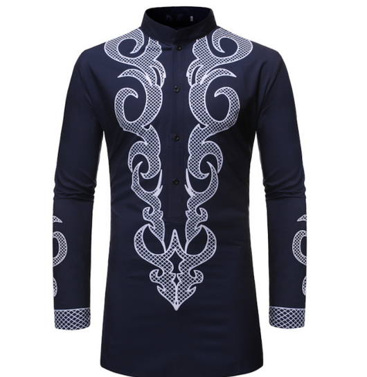 Camisa Dashiki Africana Estampada para Hombre - Estilo Hip Hop Casual - Image 3