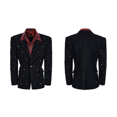 Conjunto Chaqueta y Pantalón Efecto Cuero Negro con Tachuelas - Image 3