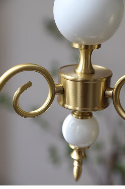 Lámpara Colgante Vintage Francesa Cristal Lechoso con Detalles en Cobre - Image 14