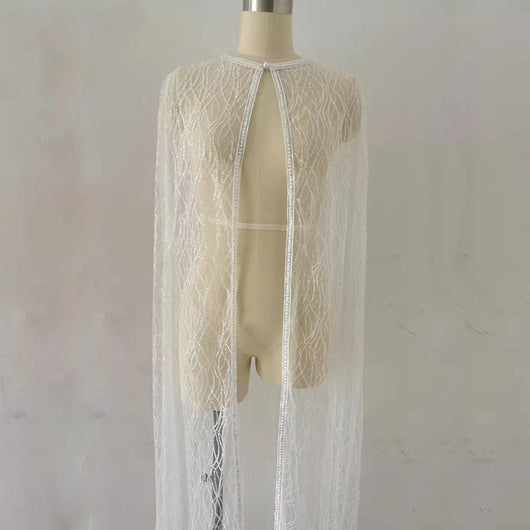 Chal Blanco con Lentejuelas y Cruz Pequeña para Mujer - Image 10