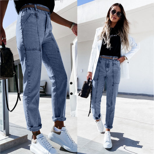 Jeans Azules Talle Alto Mujer Otoño - Corte Slim Cintura Elevada - Image 13