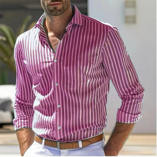 Camisa Manga Larga a Rayas Slim Fit para Hombre - Image 4