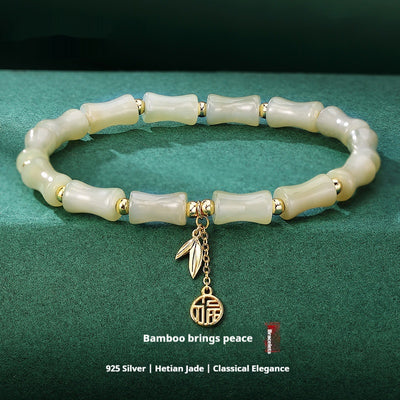Pulsera de Jade Hetian Estilo Chino con Bambú y Protección - Para Mujer - Image 12
