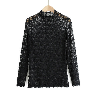 Blusa de Malla Calada con Manga Larga y Capa Interior - Image 5