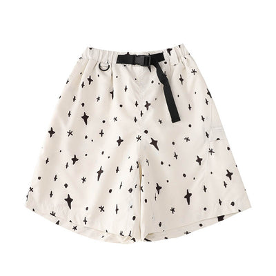 Shorts Sueltos A-línea con Estrellas Blancas y Negras