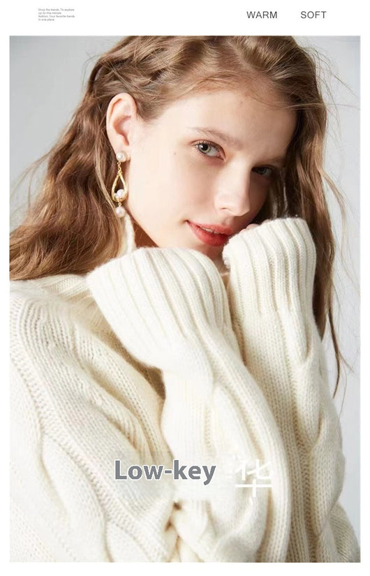 Suéter de Cuello Alto Tejido Grueso Estilo Relajado para Mujer - Image 22
