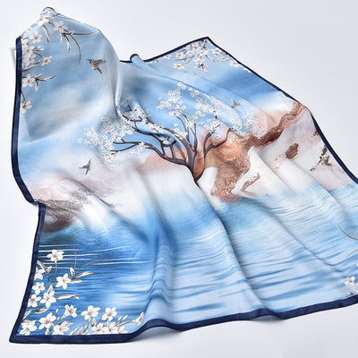 Pañuelo de Seda Cuadrado para Mujer con Diseño Estampado Exquisito - Image 27