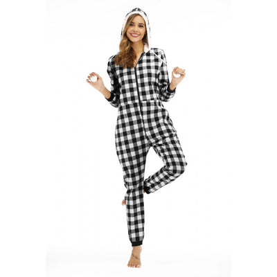 Jumpsuit de Algodón a Cuadros con Capucha para Mujer - Image 6