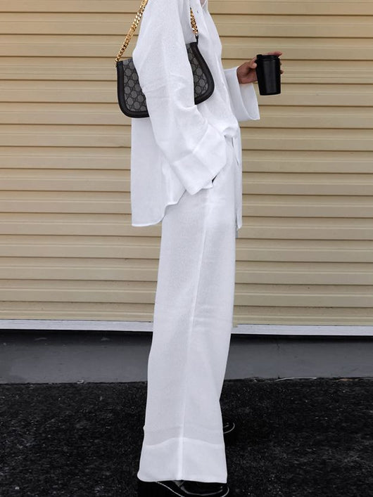 Conjunto Casual Elegante: Blusa Suelta con Cordones y Pantalón Ancho - Image 5