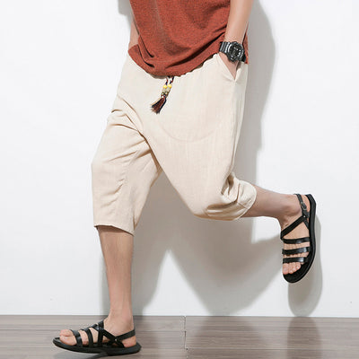 Pantalones Harem Cortos de Lino y Algodón para Hombre - Image 8
