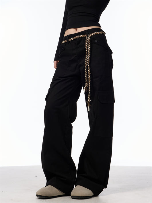 Pantalones Cargo Holgados con Cordones para Mujer Estilo Boyfriend Americano - Image 5