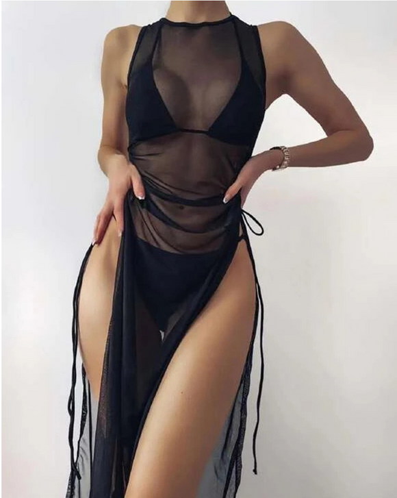 Traje de Baño Escotado con Abertura Lateral Elegante