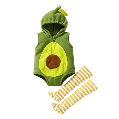 Disfraz de Aguacate Bebé - Conjunto Dos Piezas con Capucha y Medias Rayadas - Image 4