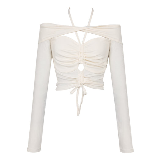 Blusa Hombros Descubiertos con Cintura Ajustable y Detalles Calados - Image 2
