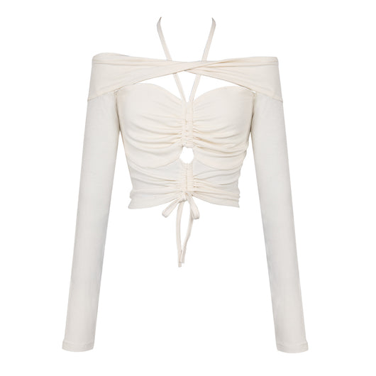 Blusa Hombros Descubiertos con Cintura Ajustable y Detalles Calados - Image 2