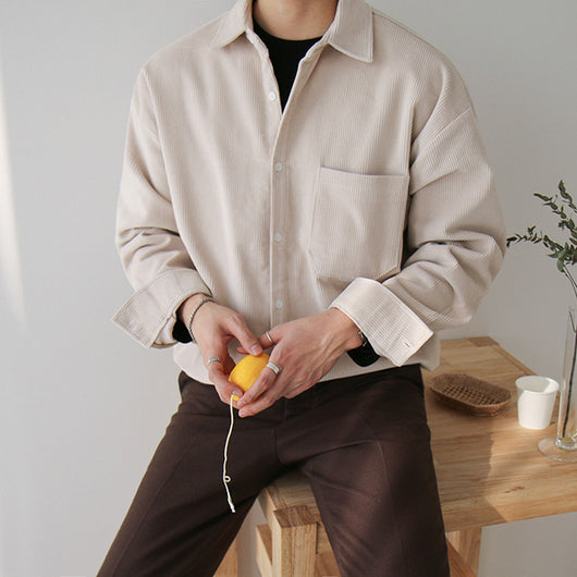 Camisa de Pana Manga Larga para Hombre - Abrigo Casual - Image 10