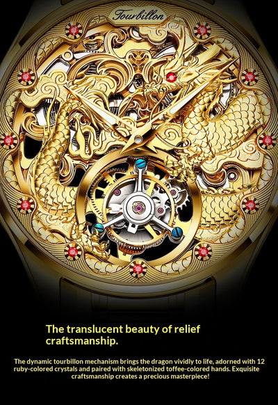 Reloj de Lujo Dorado para Hombre con Tourbillón Resistente al Agua - Image 10
