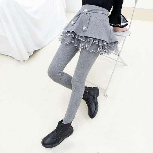 Leggings Niña con Efecto Dos Piezas y Forro de Terciopelo - Image 2
