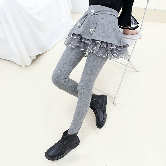 Leggings Niña con Efecto Dos Piezas y Forro de Terciopelo - Image 2