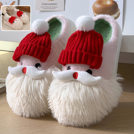 Pantuflas Navideñas Santa Claus Cálidas y Antideslizantes para Mujer