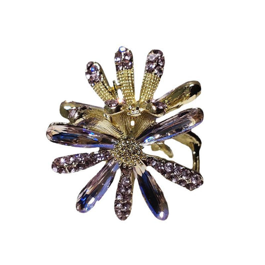 Broche Metálico de Margarita de Cristal Coreano Elegante - Image 4