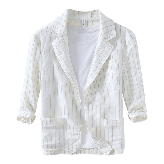 Blazer de Hombre en Algodón y Lino a Rayas - Manga 34 - Image 5