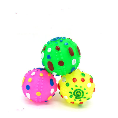 Four colorful spiked pet toy balls in green, yellow, orange, and pink, with multi-color polka dots. - Image 10
