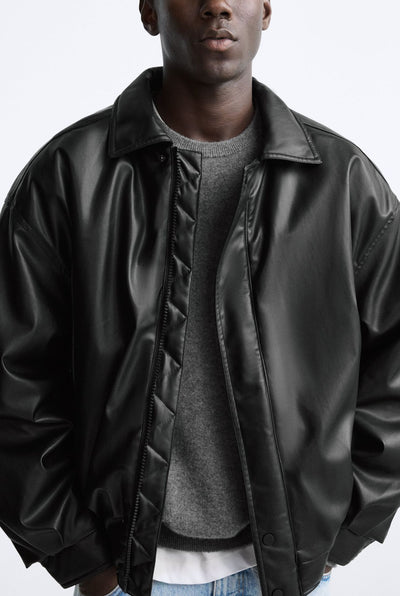 Chaqueta de Cuero Sintético con Solapas y Algodón para Hombre - Image 13