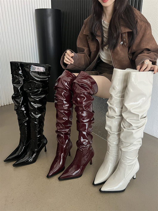 Botas Stiletto Over The Knee Estilo Texturizado Otoño - Image 17