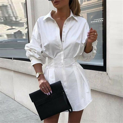 Blusa Clásica de Botones con Color Sólido para Mujer - Image 6