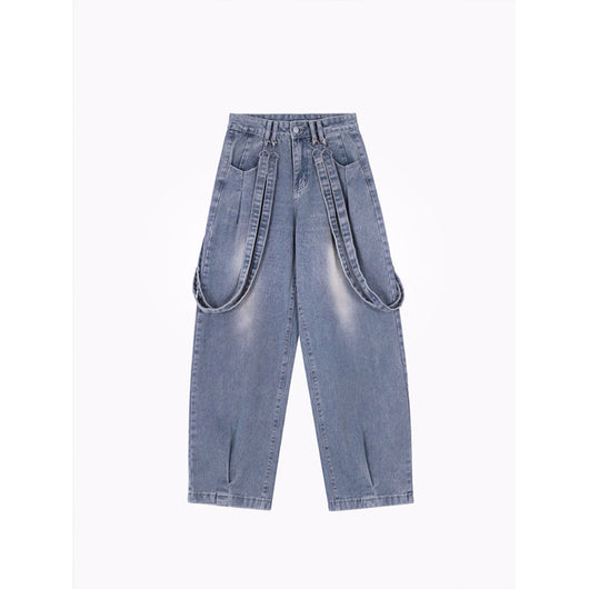 Pantalones Casuales Vintage Desgastados con Diseño de Cinta Minoritaria - Image 10