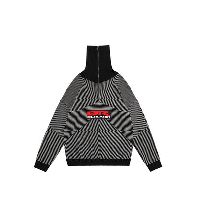 Suéter Retro de Cuello Alto con Cremallera Media y Rayas para Hombre y Mujer - Image 10