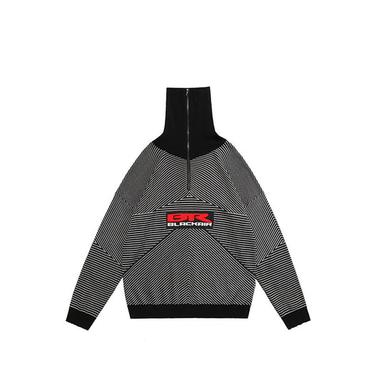 Suéter Retro de Cuello Alto con Cremallera Media y Rayas para Hombre y Mujer - Image 10