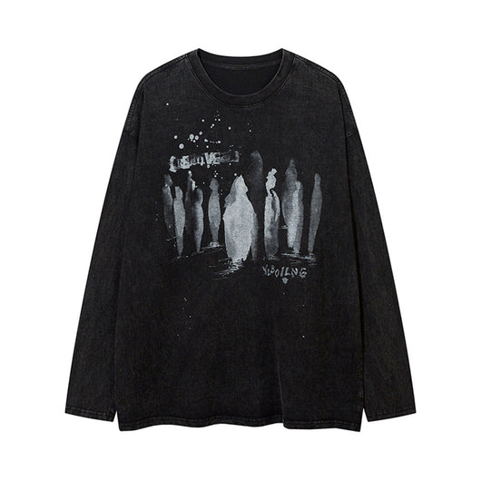 Camiseta Estampada de Manga Larga Estilo Americano para Hombre - Image 13