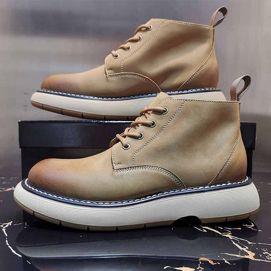 Botas de Cuero Nobuk con Punta Redonda - Calzado Premium de Altura - Image 3