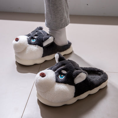 Pantuflas Husky Cartoon de Algodón Puro para Hombre - Cálidas y Cómodas para Invierno - Image 3