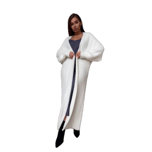 Cardigan de Imitación de Visón Blanco Suelto para Mujer - Image 14