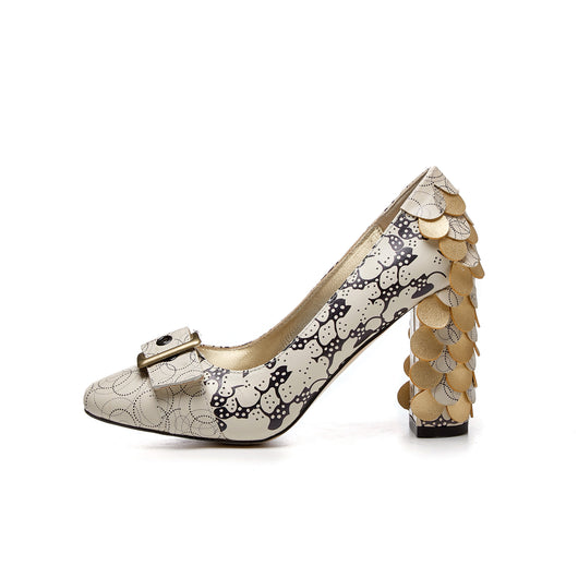 Zapatos de Tacón Grueso Estampado en Cuero Tallas Grandes - Image 12