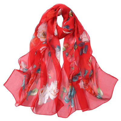 Pañuelo de Seda con Protección Solar y Estampado de Rosas - Image 10