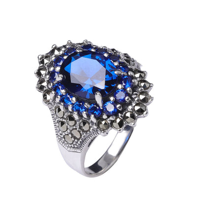 Anillo de Granate Rojo Corte Facetado para Mujer - Image 3