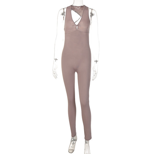 Jumpsuit Deportivo Mujer Escote V Espalda Descubierta Ajustado - Image 2