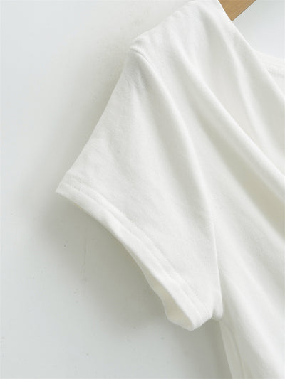 Blusa Tejida de Cuello Solapa Estilo Europeo Manga Corta - Image 12