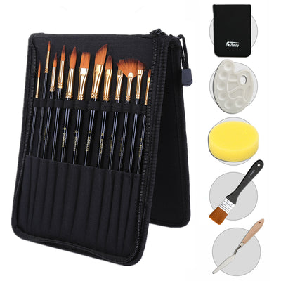 Bolsa Canvas Negra para Artista con Brochas, Raspador y Set de Pinceles - Image 3