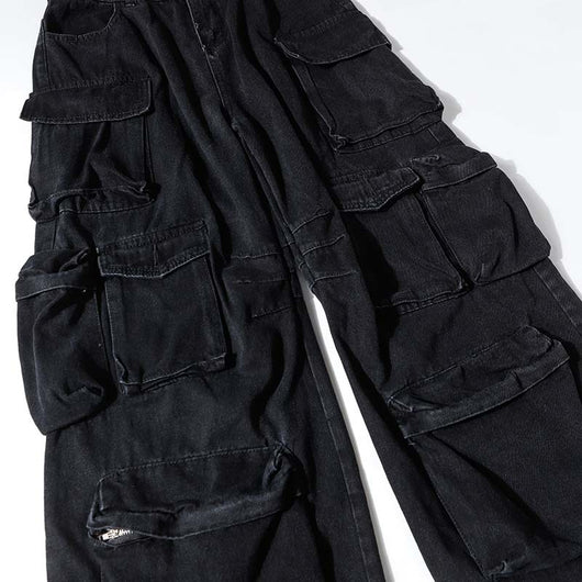 Pantalón Cargo Denim Lavado Industrial con Múltiples Bolsillos - Image 22
